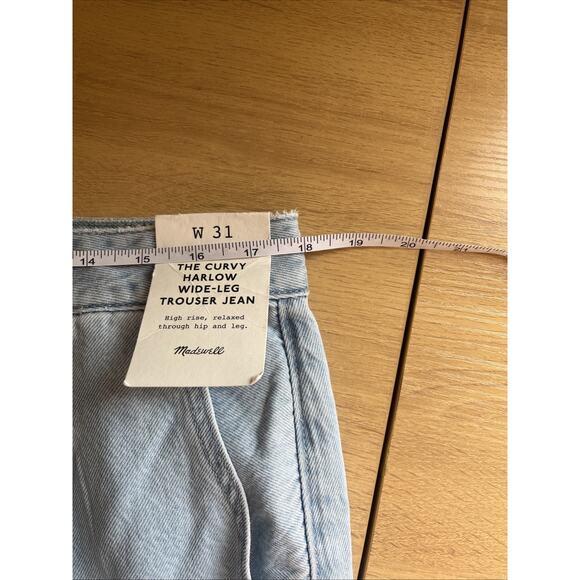 NWT Madewell Curvy Harlow Wide Leg Denim Trouser Jeans Womens Size 31 W Light - Picture 3 of 11